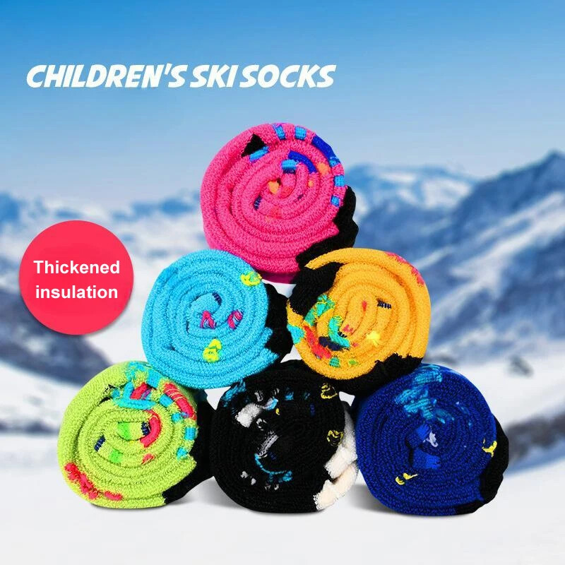 2 páry/sada detských lyžiarskych ponožiek so zahustenou zimnou izoláciou, detské outdoorové zimné športy, snowboarding, cyklistika, turistika, dlhé pančuchy