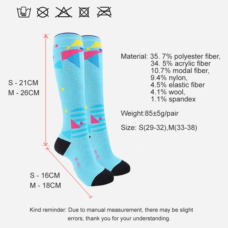 2 páry/sada detských lyžiarskych ponožiek so zahustenou zimnou izoláciou, detské outdoorové zimné športy, snowboarding, cyklistika, turistika, dlhé pančuchy