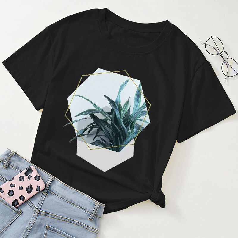 Vrei modă transfrontalieră pentru femei, noul stil geometric Harajuku, tricou largi pentru femei cu mânecă scurtă