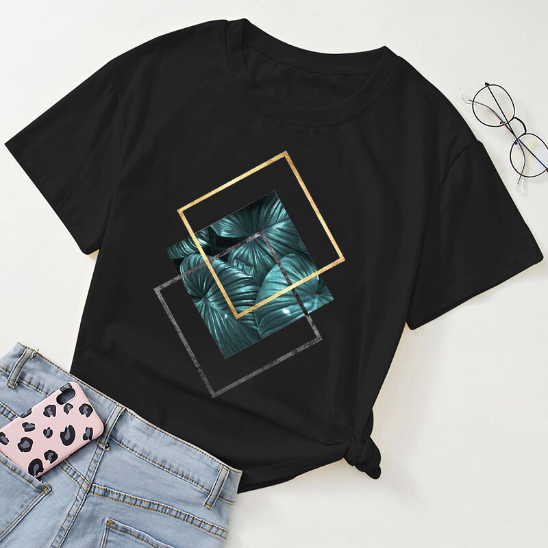 Vrei modă transfrontalieră pentru femei, noul stil geometric Harajuku, tricou largi pentru femei cu mânecă scurtă