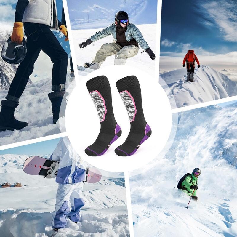 Șosete de snowboarding Șosete termoizolante anti-alunecare peste gambă Șosete termice respirabile, care absoarbe transpirația, cu uscare rapidă.