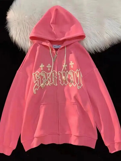 Ženske majice s kapuljačom High Street Harajuku Retro HipHop majica s kapuljačom na patentni zatvarač Široka majica s kapuljačom Odjeća Hot Sale Modna jakna s kapuljačom Kaput Y2K