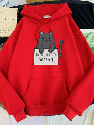 kass Minu jaoks oled sa purrfect muster kirjaga trükitud Pusa naiste kawaii oversize O-kaelusega dressipluus hubane avar emane armas Tracksui