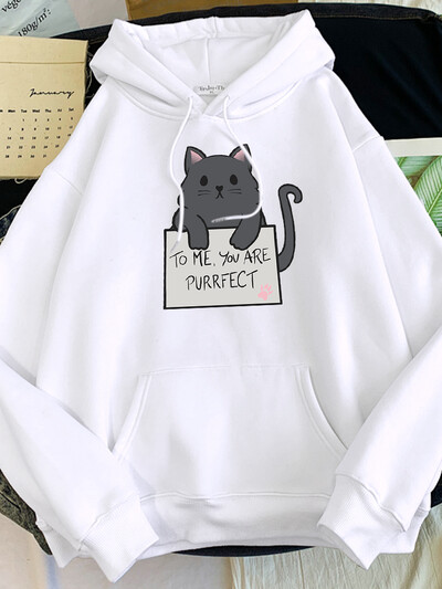 kass Minu jaoks oled sa purrfect muster kirjaga trükitud Pusa naiste kawaii oversize O-kaelusega dressipluus hubane avar emane armas Tracksui