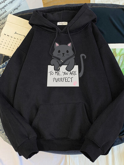 kass Minu jaoks oled sa purrfect muster kirjaga trükitud Pusa naiste kawaii oversize O-kaelusega dressipluus hubane avar emane armas Tracksui