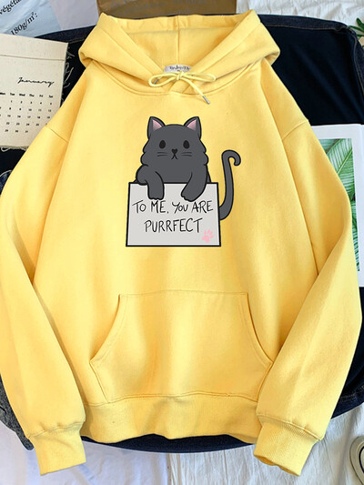 kass Minu jaoks oled sa purrfect muster kirjaga trükitud Pusa naiste kawaii oversize O-kaelusega dressipluus hubane avar emane armas Tracksui