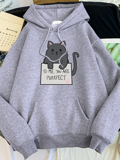 kass Minu jaoks oled sa purrfect muster kirjaga trükitud Pusa naiste kawaii oversize O-kaelusega dressipluus hubane avar emane armas Tracksui