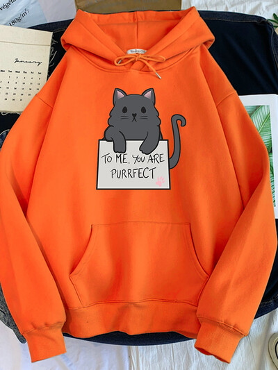 kass Minu jaoks oled sa purrfect muster kirjaga trükitud Pusa naiste kawaii oversize O-kaelusega dressipluus hubane avar emane armas Tracksui