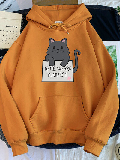 kass Minu jaoks oled sa purrfect muster kirjaga trükitud Pusa naiste kawaii oversize O-kaelusega dressipluus hubane avar emane armas Tracksui