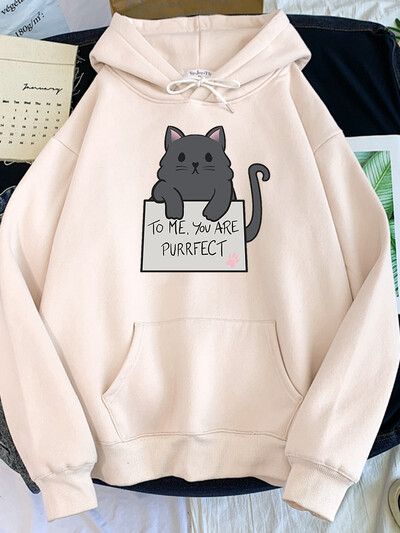 kass Minu jaoks oled sa purrfect muster kirjaga trükitud Pusa naiste kawaii oversize O-kaelusega dressipluus hubane avar emane armas Tracksui