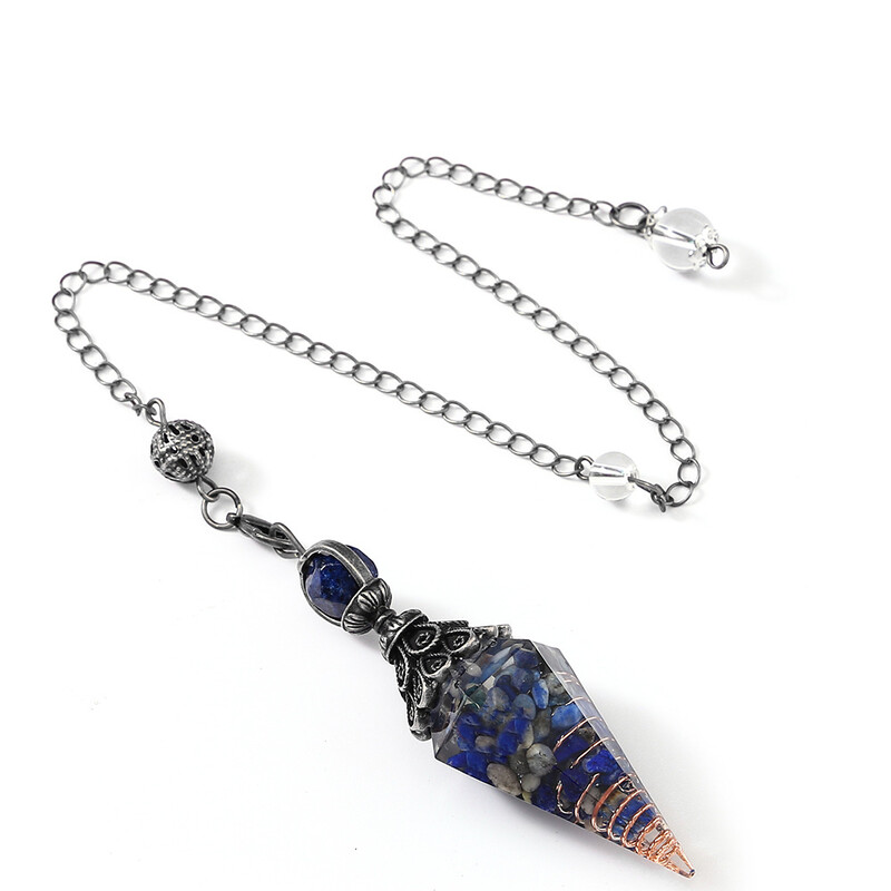 Ametist, cuarț trandafir, pandantiv natural, pietriș de culoare, rășină, piatră prețioasă, con hexagonal, pendul, bijuterii transfrontaliere