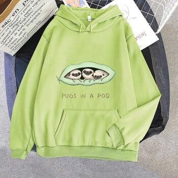 Φούτερ Pug Dog Ανδρικά/γυναικεία Φθινοπωρινά Fleece Ρούχα Κινούμενα σχέδια Cute Pet Graphic Hoodie Υψηλής ποιότητας ελαφρύ ελαστικό φούτερ με κουκούλα