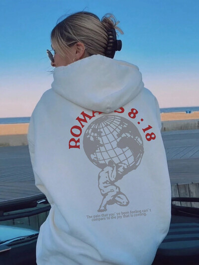 Široka majica s kapuljačom Solid Earth Printa za slobodno vrijeme Ženska modna ulična majica s kapuljačom na otvorenom, dugih rukava 11