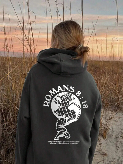 Široka majica s kapuljačom Solid Earth Printa za slobodno vrijeme Ženska modna ulična majica s kapuljačom na otvorenom, dugih rukava 11