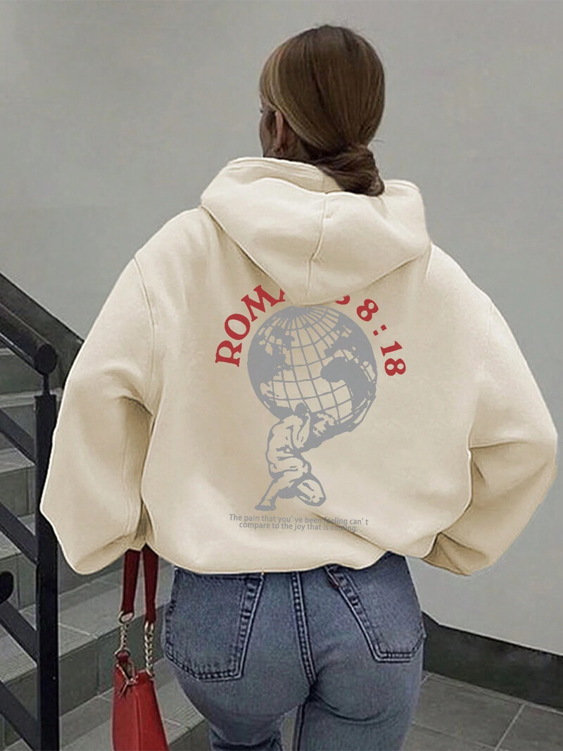 Široka majica s kapuljačom Solid Earth Printa za slobodno vrijeme Ženska modna ulična majica s kapuljačom na otvorenom, dugih rukava 11