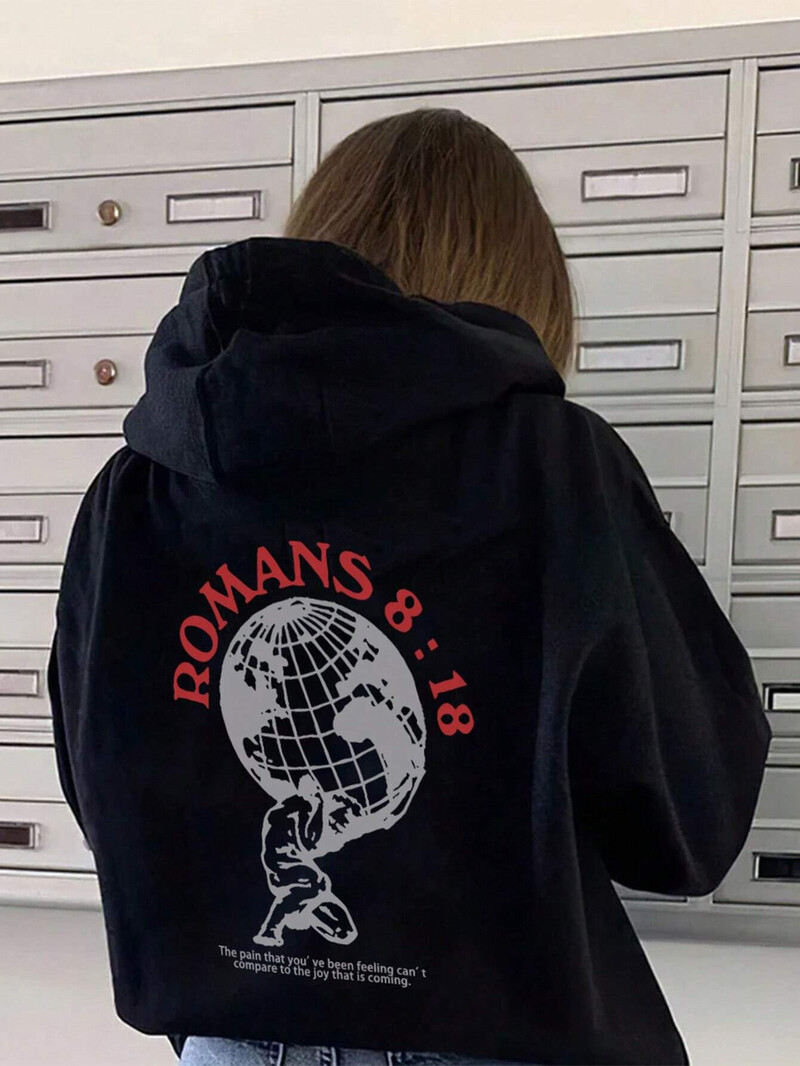 Široka majica s kapuljačom Solid Earth Printa za slobodno vrijeme Ženska modna ulična majica s kapuljačom na otvorenom, dugih rukava 11