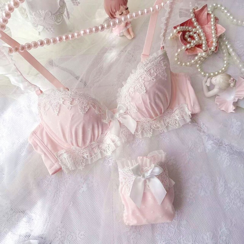 Ilgmūžīgs japāņu ūdenī šķīstošs izšuvums plānas krūzes studentu koledžas meitenes mīlīgs push-up seksīgs krūštura komplekts apakšveļa