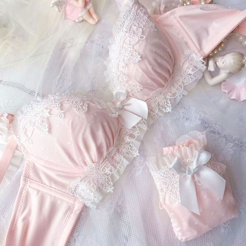 Ilgmūžīgs japāņu ūdenī šķīstošs izšuvums plānas krūzes studentu koledžas meitenes mīlīgs push-up seksīgs krūštura komplekts apakšveļa