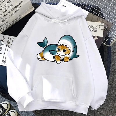 Дамска тениска Cute Shark Cat Graphic Hoodies Women Funny Cartoon Harajuku Graphic Sweatshirt Ulzzang 90s Fashion Aesthetic Top