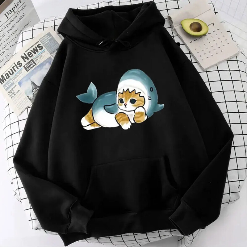 Sieviešu T-krekls Jauki haizivs kaķu krekliņi Sieviešu smieklīgi multfilmas Harajuku grafisks džemperis Ulzzang 90. gadu modes estētiskais tops