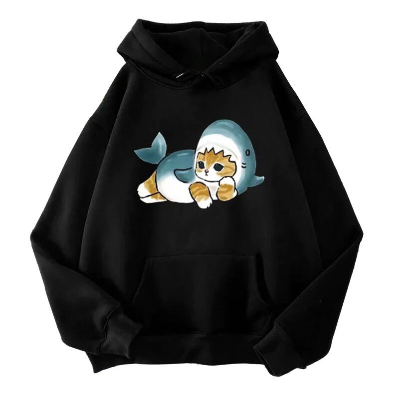 Sieviešu T-krekls Jauki haizivs kaķu krekliņi Sieviešu smieklīgi multfilmas Harajuku grafisks džemperis Ulzzang 90. gadu modes estētiskais tops