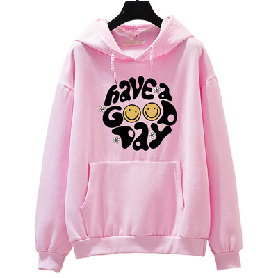 Have A Good Day Hanorace Streetwear Femei Hanorace Îmbrăcăminte drăguță de desene animate Hanorac din lână de iarnă Pulovere cu mânecă lungă și decolteu