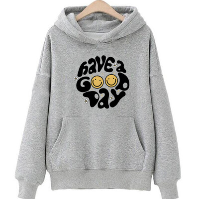 Have A Good Day Hanorace Streetwear Femei Hanorace Îmbrăcăminte drăguță de desene animate Hanorac din lână de iarnă Pulovere cu mânecă lungă și decolteu