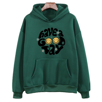 Have A Good Day Hanorace Streetwear Femei Hanorace Îmbrăcăminte drăguță de desene animate Hanorac din lână de iarnă Pulovere cu mânecă lungă și decolteu