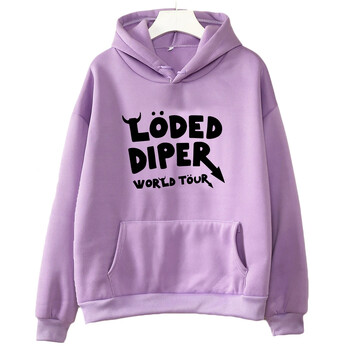 Loded Diper World Tour Hoodies Хип-хоп рап суичър с принт Дамско/мъжко облекло с дълъг ръкав Топъл полар с качулка Дамски