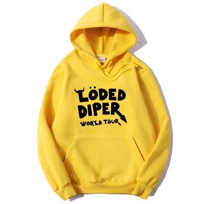 Mikina s kapucňou Loded Diper World Tour s potlačou, hip hopovým a rapovým motívom, dámska/pánska, s dlhým rukávom, teplá flísová mikina s kapucňou pre ženy