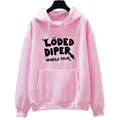 Mikina s kapucňou Loded Diper World Tour s potlačou, hip hopovým a rapovým motívom, dámska/pánska, s dlhým rukávom, teplá flísová mikina s kapucňou pre ženy