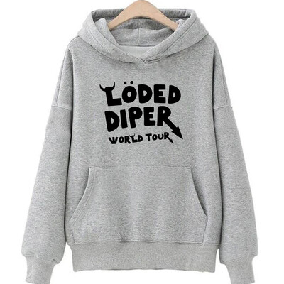 Mikina s kapucňou Loded Diper World Tour s potlačou, hip hopovým a rapovým motívom, dámska/pánska, s dlhým rukávom, teplá flísová mikina s kapucňou pre ženy