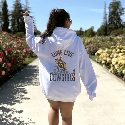 Tegyvuoja Cowgirls Hoodie Western Desert Megztinis su gobtuvu Vintage Cactus Cowgirl Megztinis Laukinių Vakarų kaimo mergaičių madingi megztiniai