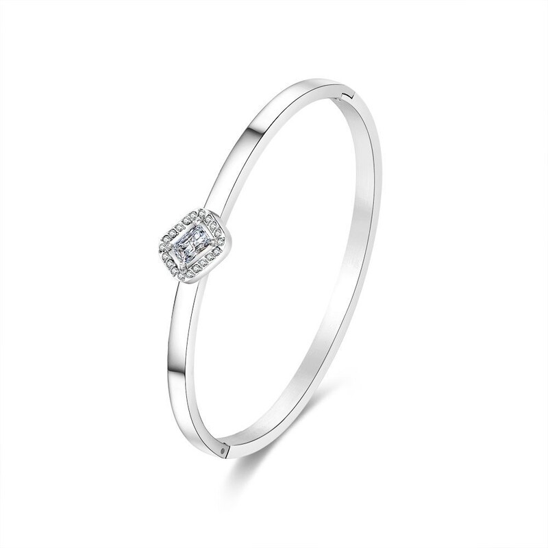 Eiropas un Amerikas INS stila viegla luksusa cirkona rokassprādze sievietēm modes niša vienkārša neizbalējoša nerūsējošā tērauda kāzu rokassprādze