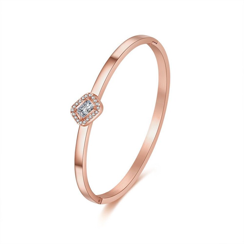 Eiropas un Amerikas INS stila viegla luksusa cirkona rokassprādze sievietēm modes niša vienkārša neizbalējoša nerūsējošā tērauda kāzu rokassprādze