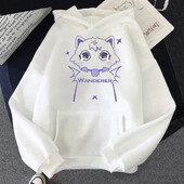 Kaķu džemperis Jauki Sievietes Koreja Kawaii Wanderer Hoodies Unisex Rudens Ziemas Ikdienas Puloveri Džemperi Grafiski džemperi