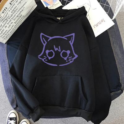 Kaķu džemperis Jauki Sievietes Koreja Kawaii Wanderer Hoodies Unisex Rudens Ziemas Ikdienas Puloveri Džemperi Grafiski džemperi