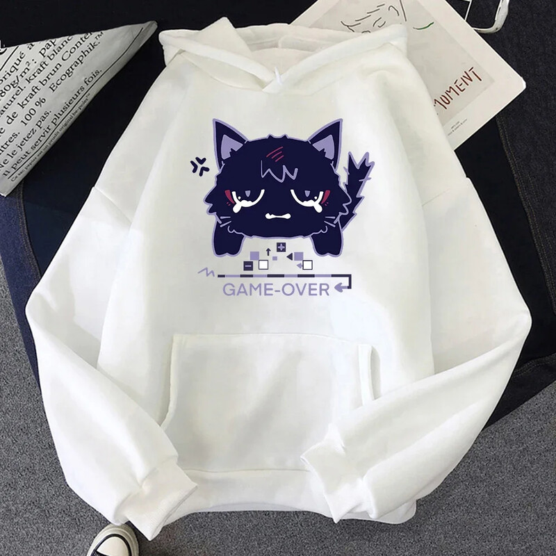 Kaķu džemperis Jauki Sievietes Koreja Kawaii Wanderer Hoodies Unisex Rudens Ziemas Ikdienas Puloveri Džemperi Grafiski džemperi