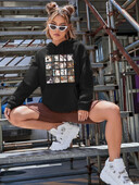 Vicces mémmacskák Rajzfilmek Nyomtatás Női kapucnis Hip Hop Crewneck kapucnis pulóverek Túlméretes polár pulóverek Divat Alkalmi női sportruházat