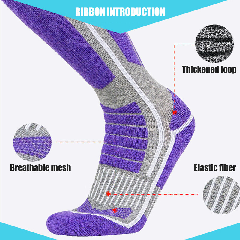 1 par termo čarapa od merino vune, muškarci, žene, zimske, duge, tople kompresijske čarape za skijanje, planinarenje, daskanje na snijegu, penjanje, sportske čarape