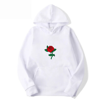 Hanorac cu glugă din fleece, cu șnur, imprimeu cu flori, pentru femei