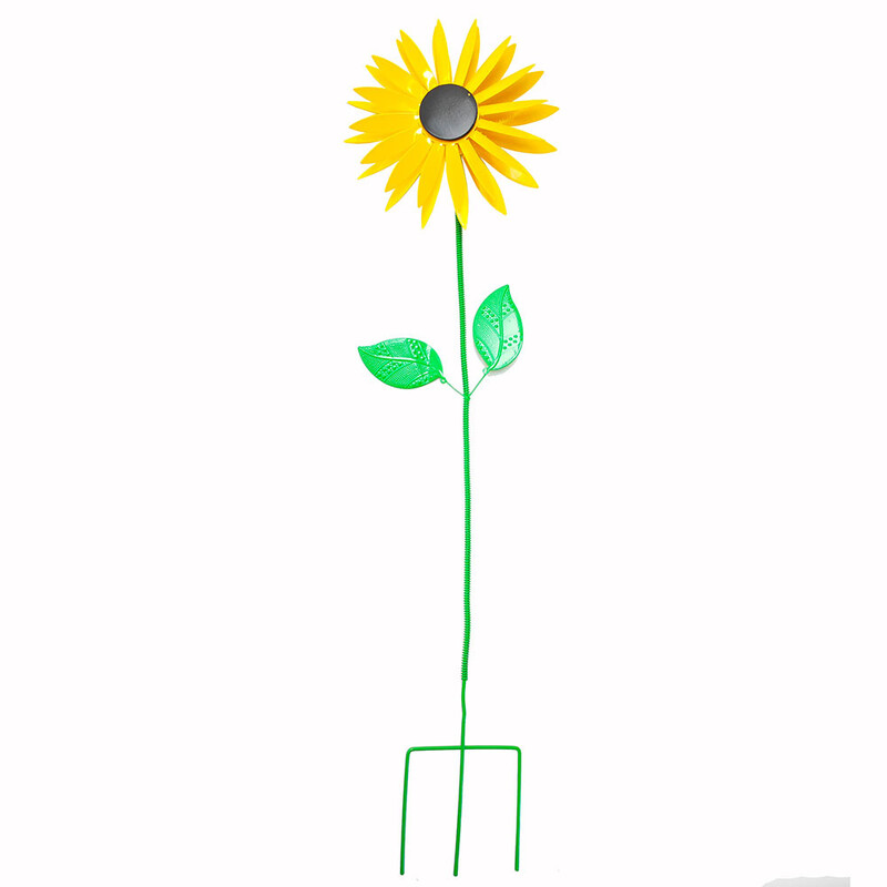 Āra dārza rotējošas metāla vējdzirnavas kaltas dzelzs terases villas zāliena saulespuķu dekoratīvi spraudņu rotājumi