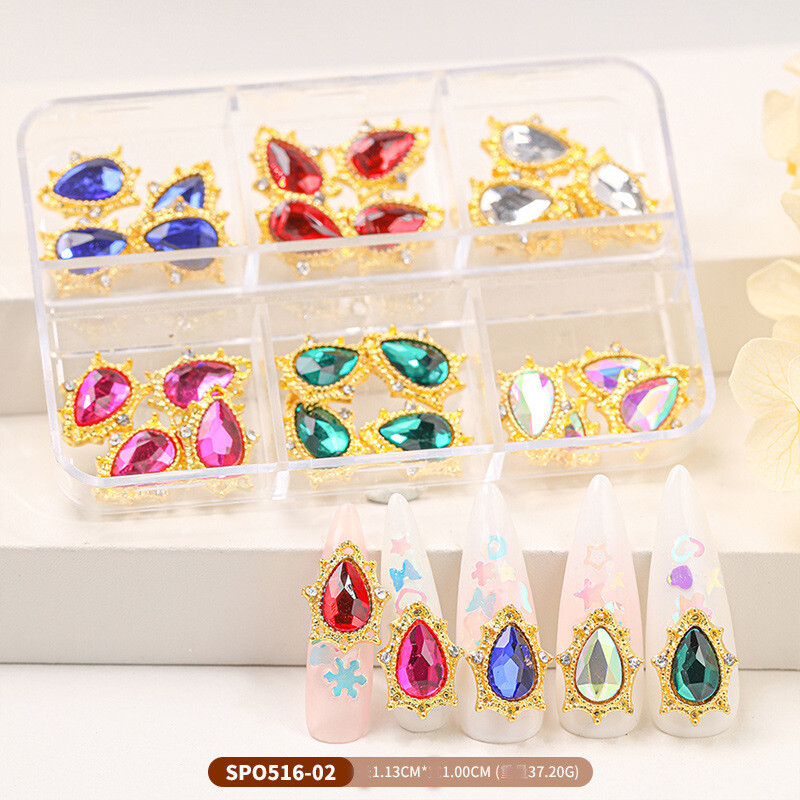 Határokon átnyúló új 6 mesh kevert ötvözet kristályok köröm ékszerek Love Star Moon Butterfly köröm kiegészítők kiegészítők