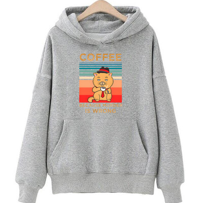 Kafija, jo slepkavība ir nepareiza Hoodie Sieviešu/vīriešu karikatūra Kawaii Karikatūras sporta krekli Ikdienas rudens džemperi ar garām piedurknēm Meiteņu kapuciņi