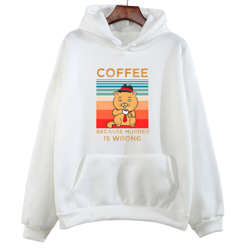 Kafija, jo slepkavība ir nepareiza Hoodie Sieviešu/vīriešu karikatūra Kawaii Karikatūras sporta krekli Ikdienas rudens džemperi ar garām piedurknēm Meiteņu kapuciņi