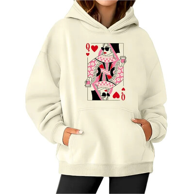 Queen of Hearts Hoodie Queen of Hearts Coffee Lover Hoodie Queen of Hearts Coffee Lover Graphic Hoodie