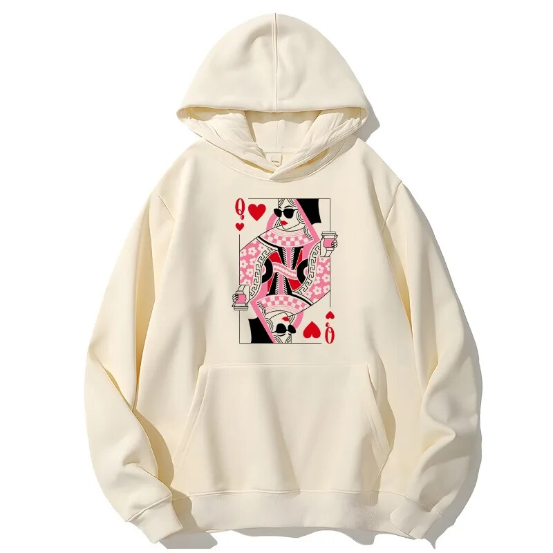 Hanorac Queen of Hearts Hanorac pentru iubitor de cafea Queen of Hearts Hanorac grafic pentru iubitor de cafea