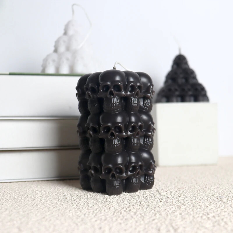 Coloana craniului stivuit Matrite de lumanari din silicon Craniu 3D Craniu Craniu Craniu Craniu Craniu Craniu Craniu Artizanat Turnare Ciment Turnare DIY Sapun