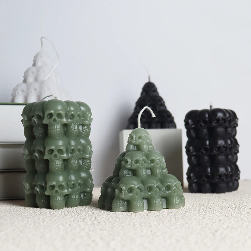 Coloana craniului stivuit Matrite de lumanari din silicon Craniu 3D Craniu Craniu Craniu Craniu Craniu Craniu Craniu Artizanat Turnare Ciment Turnare DIY Sapun