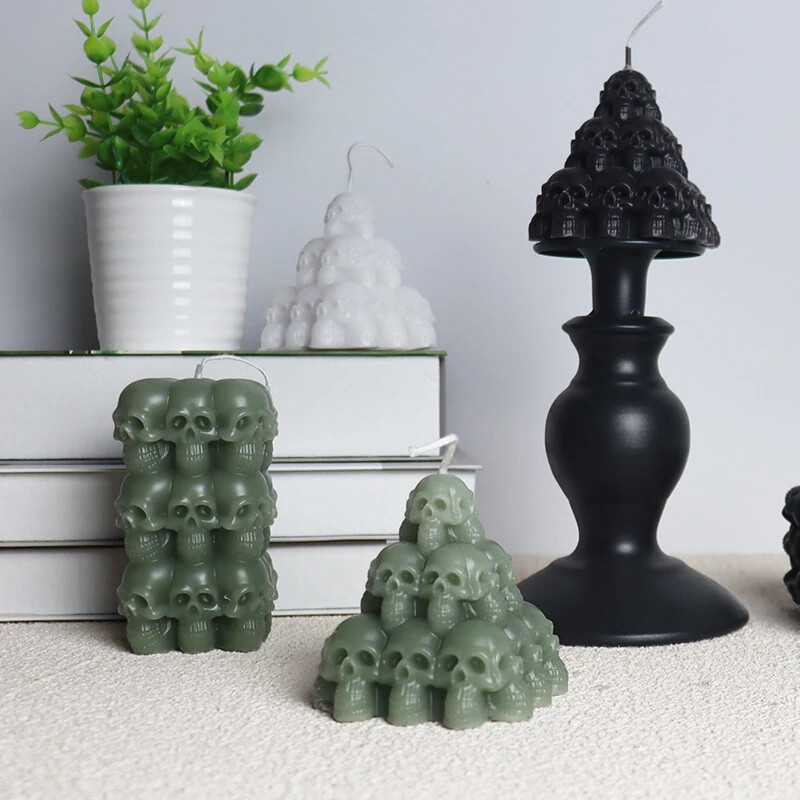 Coloana craniului stivuit Matrite de lumanari din silicon Craniu 3D Craniu Craniu Craniu Craniu Craniu Craniu Craniu Artizanat Turnare Ciment Turnare DIY Sapun